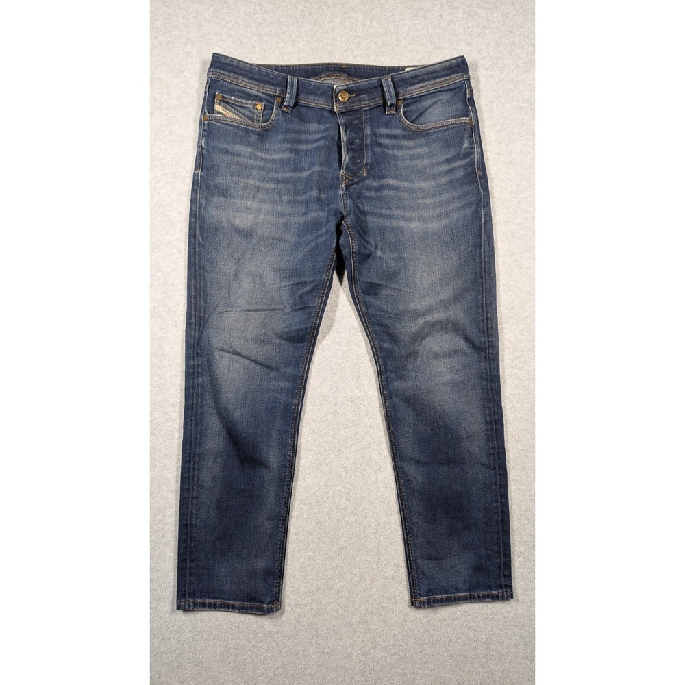 Diesel Denim Men Jeans 34x28 Larkee Beex Dark Wash Regular Tapered Button Fly‎